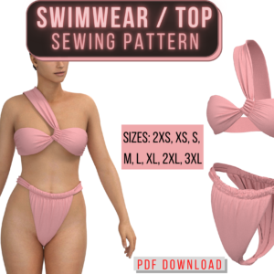 Swimwear Bikini Sewing Pattern PDF download to sew. diy, hot, trendy, piece of conversation, ice breaker, unique sewing pattern