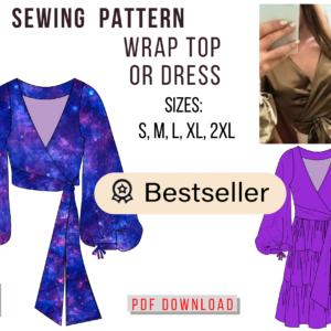 Top with Puffed Sleeves Pattern PDF download to sew, Dress with Puffed Sleeves sewing, Boho pattern diy, Trendy pattern.