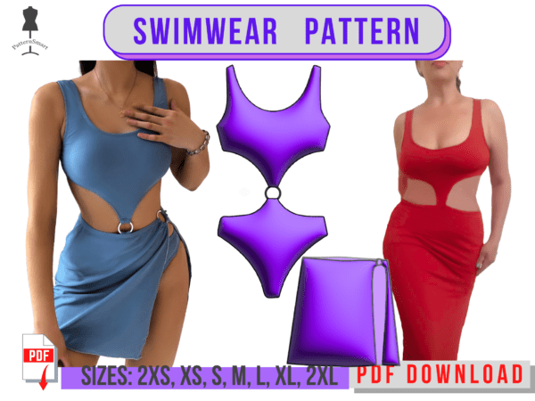 Swimwear Pattern Bikini , top, PDF download sew, diy, two pieces swim suit, trendy, piece of conversation, ice breaker